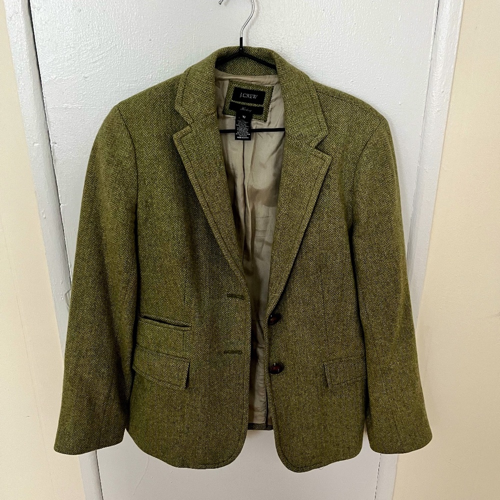 J. Crew Woven Green Wool Blazer